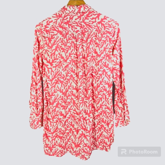 Lilly Pulitzer Shirt Womens Small Pink Cotton Coral Print Longline Tunic - Picture 3 of 7